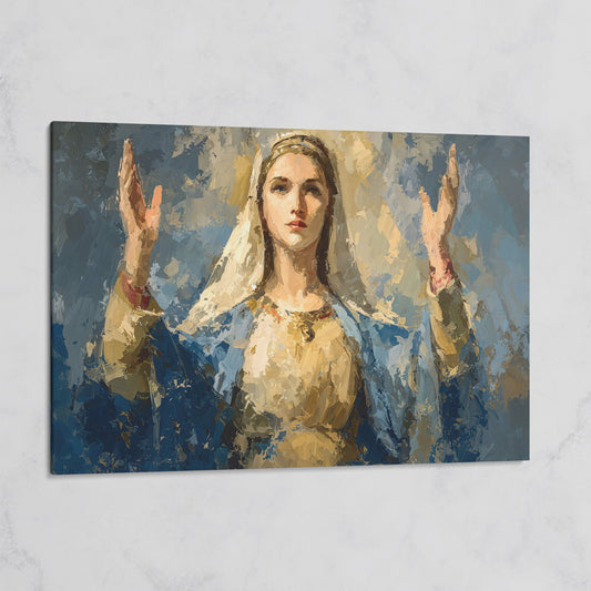 Virgin Mary in Prayer: Devotional Portrait Canvas Wall Art on gallery wrap