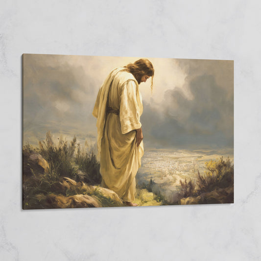 Jesus Overlooking Jerusalem Canvas Wall Art on gallery wrap