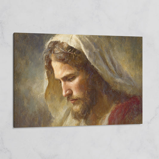 Face of Jesus, Crown of Thorns. Canvas Wall Art Print on gallery wrap