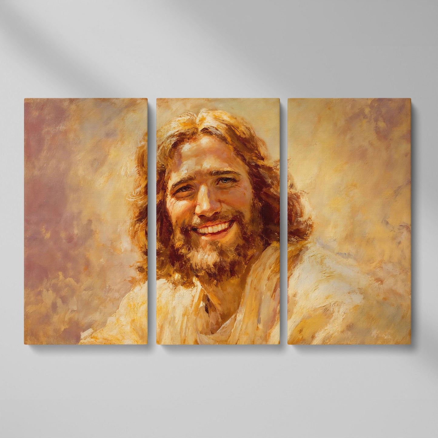 Portrait of Jesus Christ Canvas Wall Art as 3-panel split version