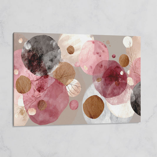 Overlapping Circles with Branch Details: Abstract Canvas Art on gallery wrap