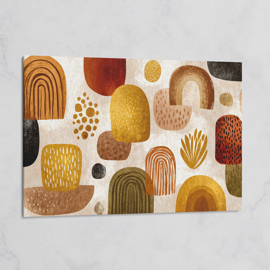 Arch and Circle Abstract Canvas Art in Earth Tones on gallery wrap