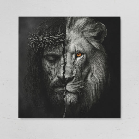 Jesus and the Lion of Judah Canvas Art, Square Wall Art on gallery wrap