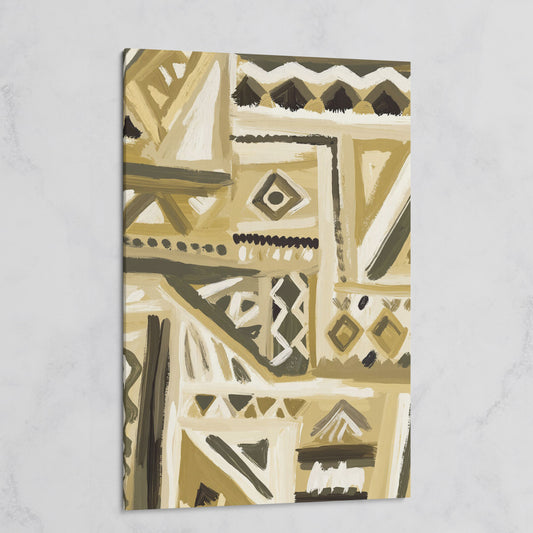 Abstract Tribal Geometric Canvas Wall Art, Portrait on gallery wrap
