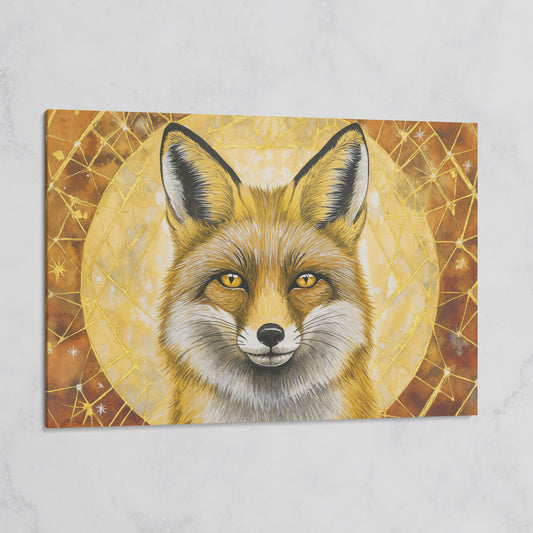 Fox Portrait Canvas Wall Art, Wildlife Close-Up Print on gallery wrap