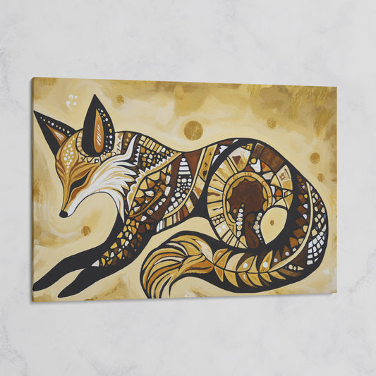 Red Fox Portrait Canvas Wall Art, Wildlife Close-Up on gallery wrap