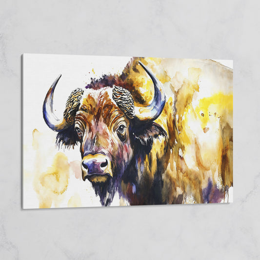 American Bison Portrait Canvas Wall Art on gallery wrap