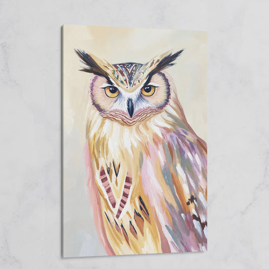 Close-Up Owl Portrait Canvas Wall Art on gallery wrap