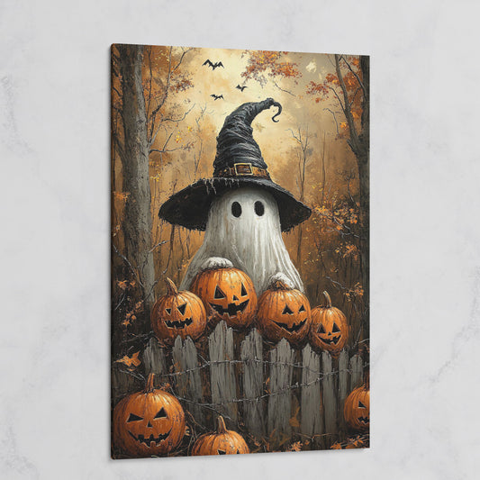 Ghost Wearing Witch Hat Canvas on gallery wrap