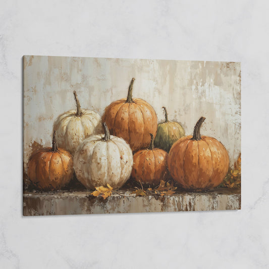 Vintage Pumpkins Still Life Canvas on gallery wrap