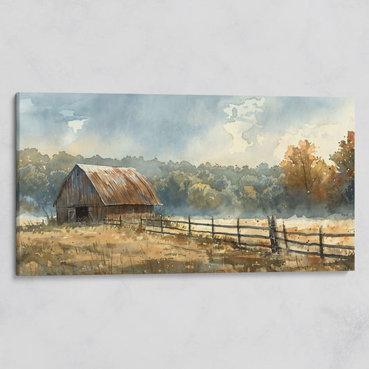Rustic Autumn Country Barn Canvas on gallery wrap