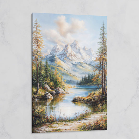 Mountain Lake Reflection Canvas on gallery wrap