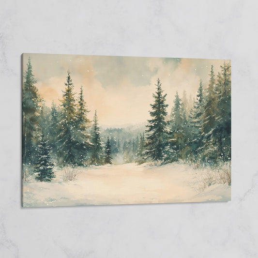Winter Forest Path Canvas on gallery wrap