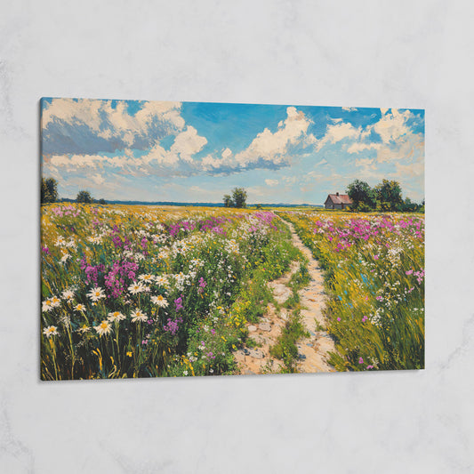 Wildflower Meadow & Farmhouse Canvas on gallery wrap