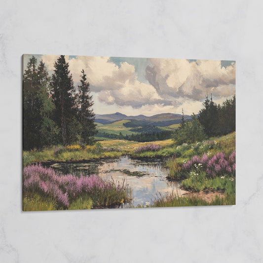 Rustic Mountain Landscape Canvas Print for Family Room on gallery wrap
