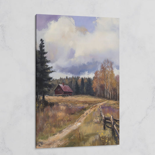 Tranquil Cottage Landscape Canvas Print on gallery wrap