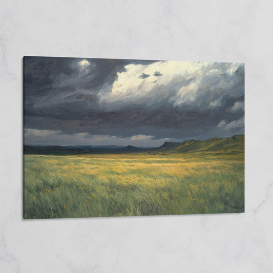 Serene Sky Over Prairie Fields Canvas on gallery wrap