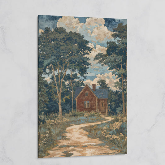 Red Brick Country House Canvas Print on gallery wrap