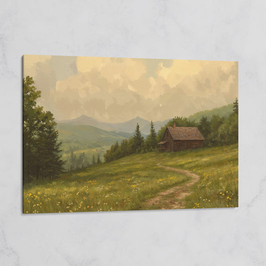 Rustic Cabin Serenity Countryside Canvas on gallery wrap