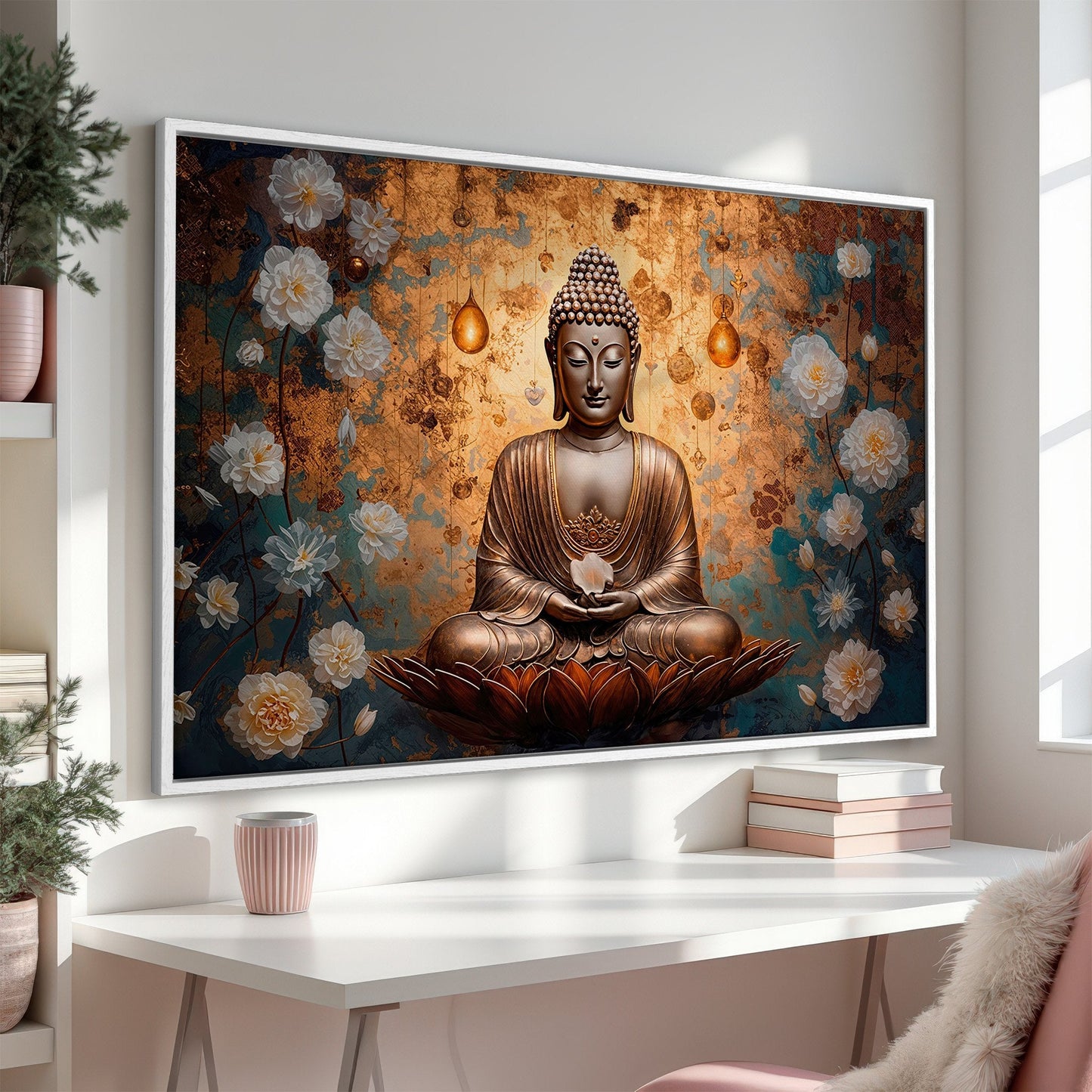 Abstract Buddha Canvas Print for Yoga Studio Decor