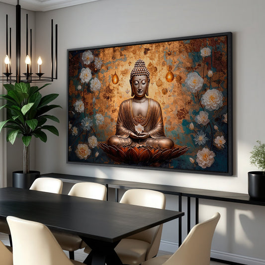 Abstract Buddha Canvas Print for Yoga Studio Decor