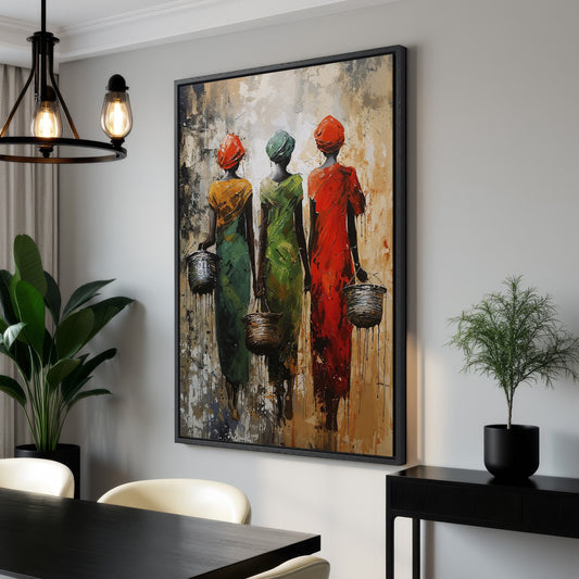 Colorful African Woman Abstract Masai Canvas Print Art