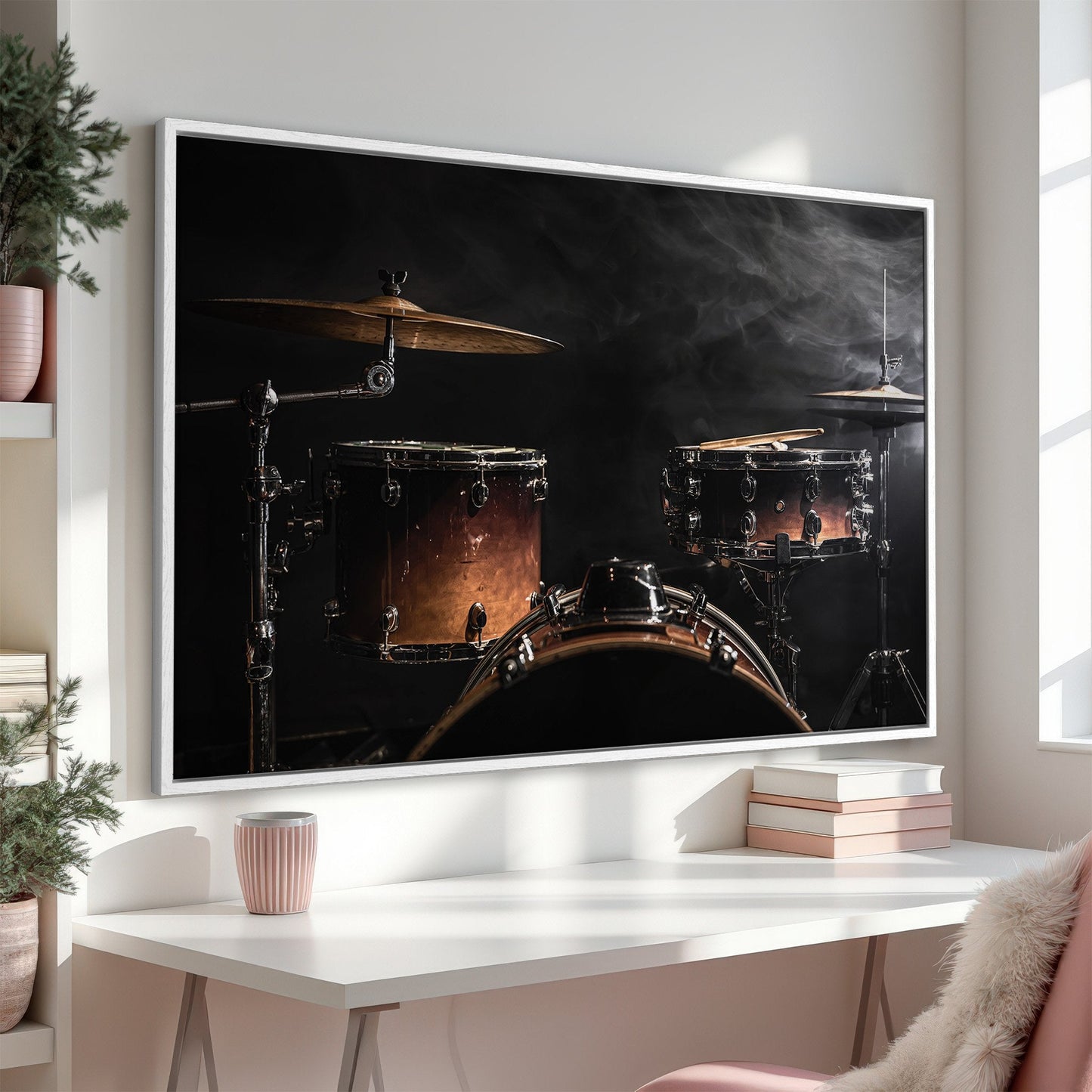 Drum Kit against Black Background Canvas Print for Musicians