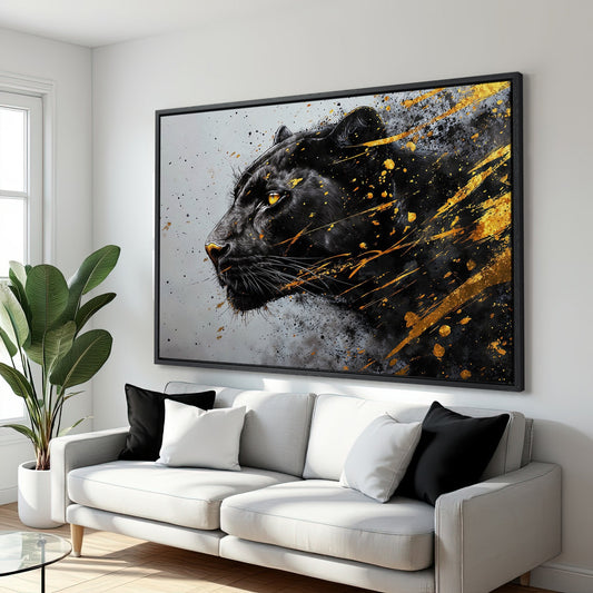 Dynamic Black Panther Jungle Canvas Print Art Decor