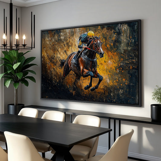 Dynamic Jockey Horse Racing Canvas Print Art