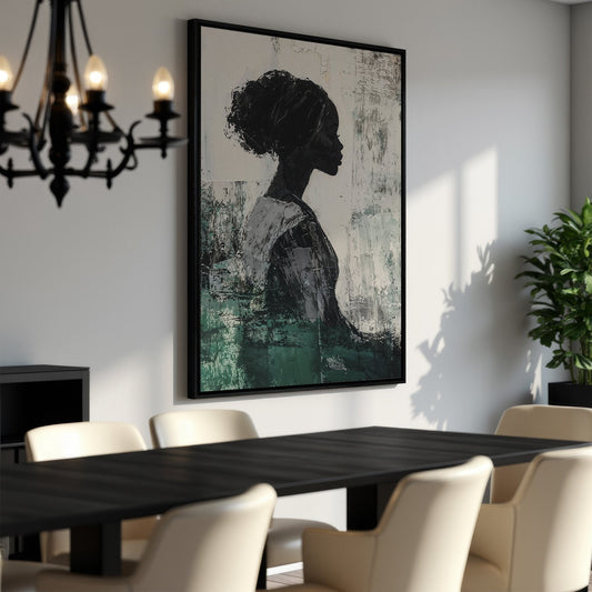 Elegant African American Girl Canvas Print Home Art