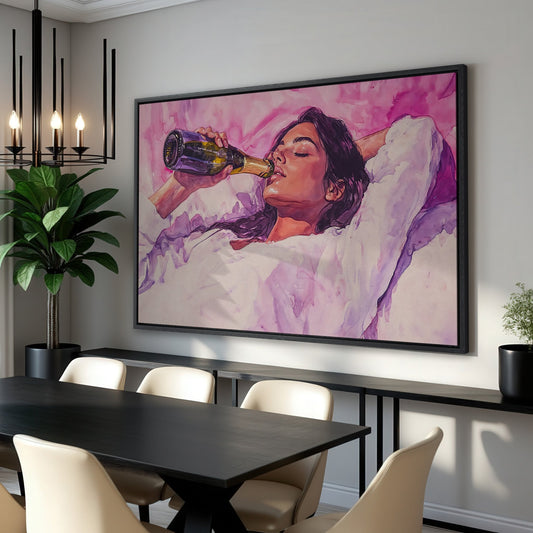 Elegant Woman Champagne Pink Watercolor Canvas Print