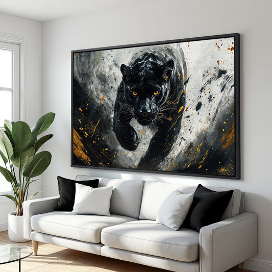 Expressive Black Panther Canvas Print Animal Decor