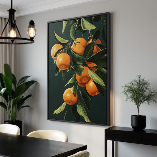 Fresh Citrus Branches Canvas Print with Framed Wall Art