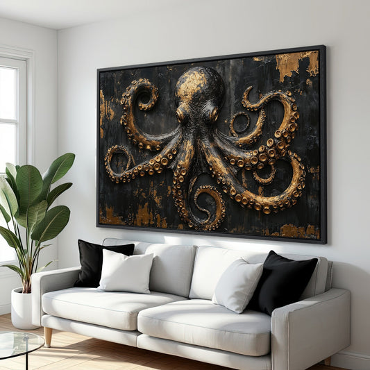 Gold Octopus Gothic Nautical Luxury Canvas Print