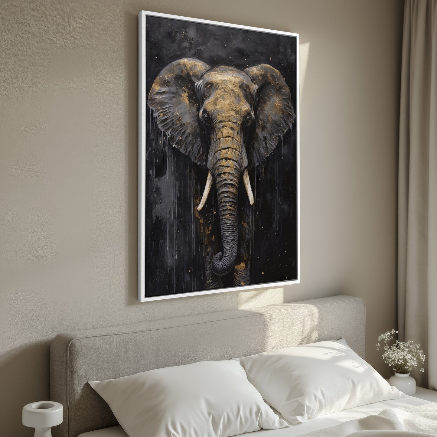 Golden Elephant Wall Decor Canvas Print