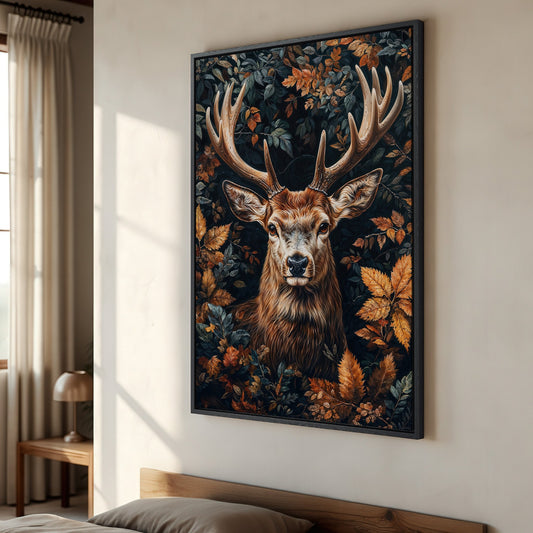 Majestic Deer in Autumn Forest Canvas Print Art