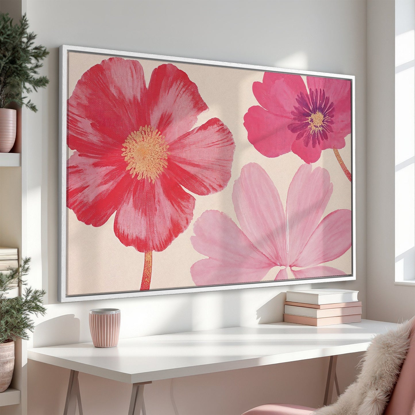 Pastel Botanical Framed Canvas Print Wall Art