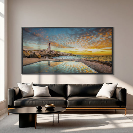 Peggy's Cove Lighthouse Sunset Canvas Print Art
