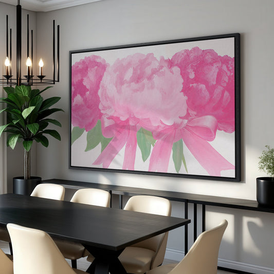 Peony Bouquet Framed Canvas Print Wall Art Gift