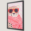 Pink Cheetah in Sunglasses Art Poster for Modern Decor