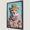 Regal Cheetah Art Poster in Pink and Gold for Modern Decor