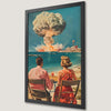 Retro Beach Scene Art Poster with Atomic Blast - Vintage Wall Decor