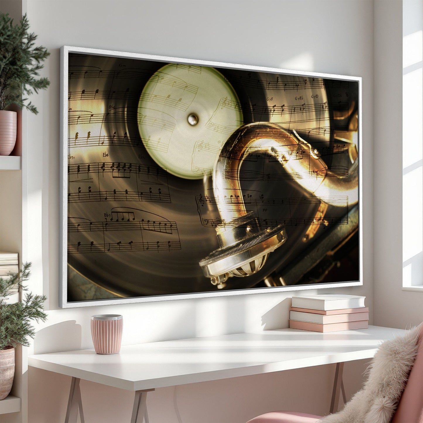 Retro Gramophone Vinyl Record Canvas Print