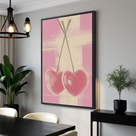 Romantic Sweetheart Framed Canvas Print with Pink Hearts