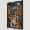 Spooky Halloween Village Art Poster for Autumn Decor