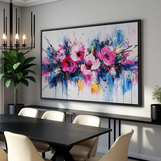 Vibrant Abstract Floral Art Framed Canvas Print Gift