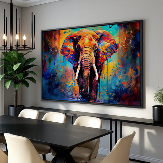 Vibrant Colorful Elephant Portrait Canvas Print