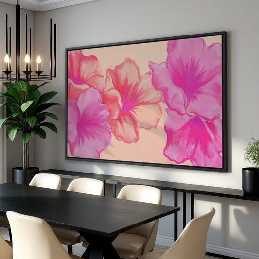 Vibrant Pink Floral Canvas Print for Modern Decor