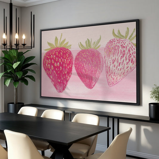 Whimsical Strawberry Canvas Print for Modern Kitchen Decor