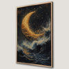 Crescent Moon and Sea Canvas Print Dreamy Night Art